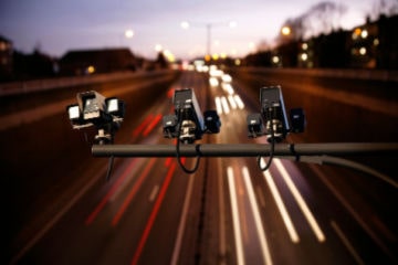 Speed camera over a busy motorway